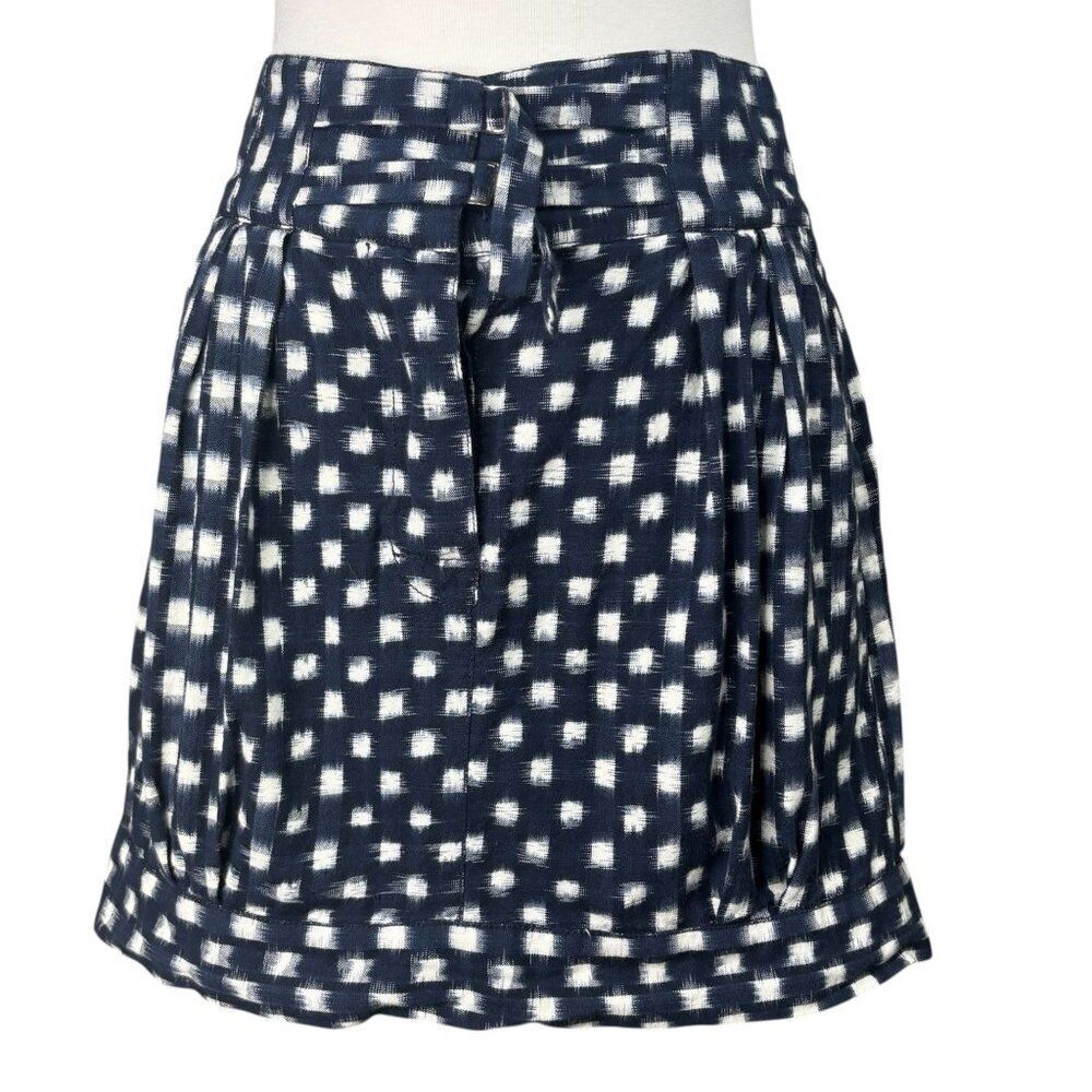 Nili Lotan Navy Blue and white Mini Skirt Belt Detail Size 4